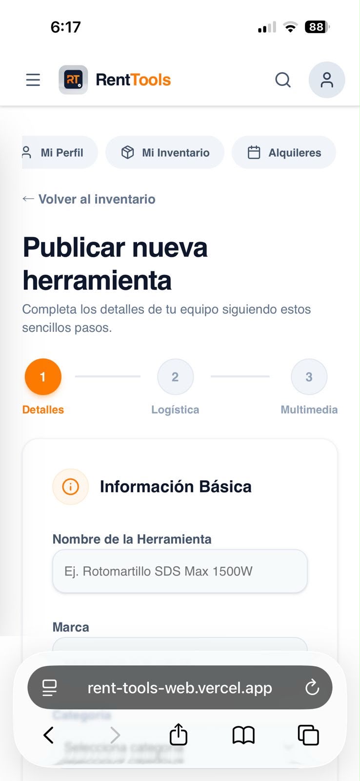 Captura de RentTools